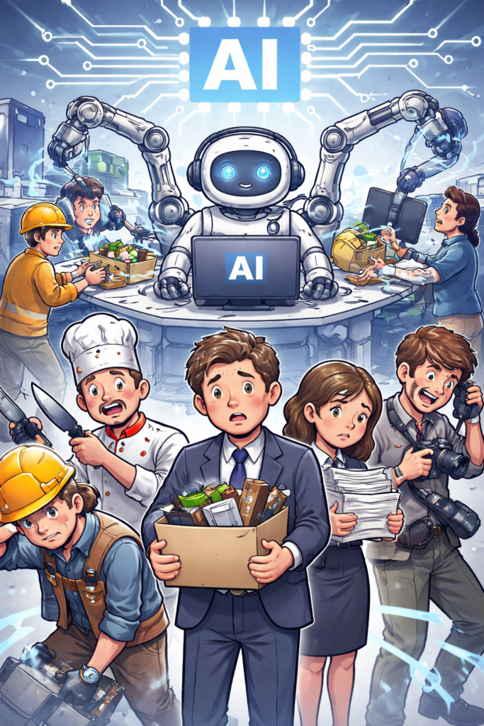 AIが仕事を取り上げる絵