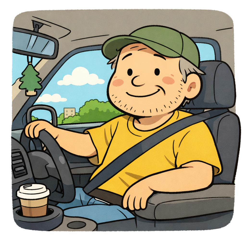 おじさんが気安く車に乗る絵