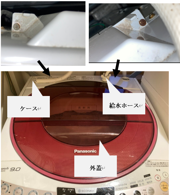 洗濯機はパナソニック製　型式はNA-FS90H6Jの分解写真