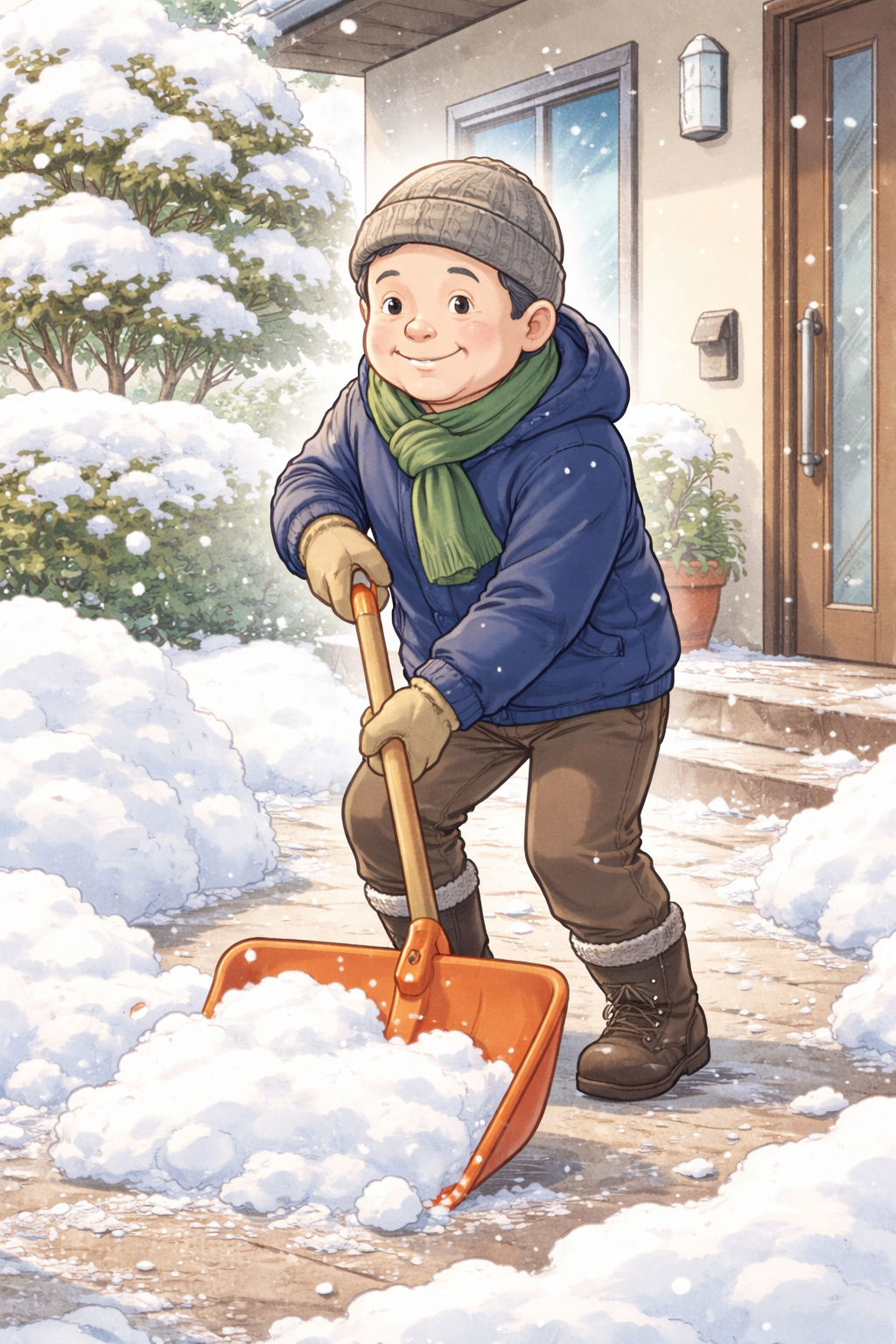 雪かきおやじｎイラスト