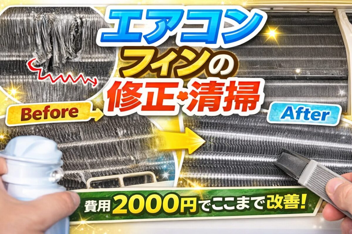 エアコンのフィン曲がりを自分で修正・清掃したビフォーアフター比較画像