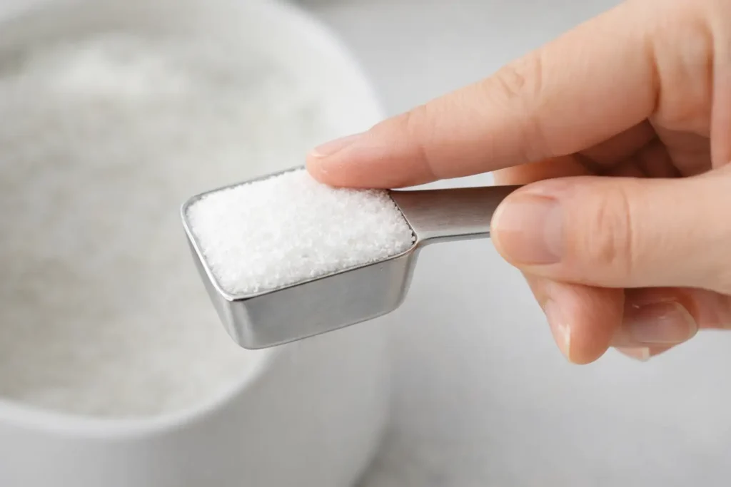 計量スプーンですりきりで砂糖を正確に測る方法の例