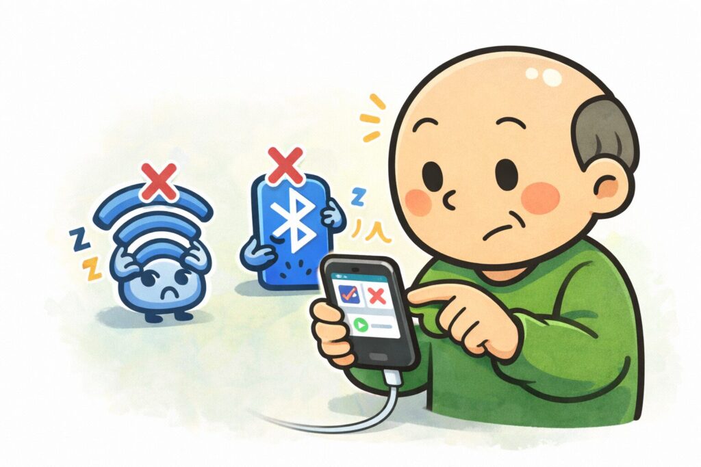 Wi-FiとBluetoothを使わない時はオフにするゆるおじ