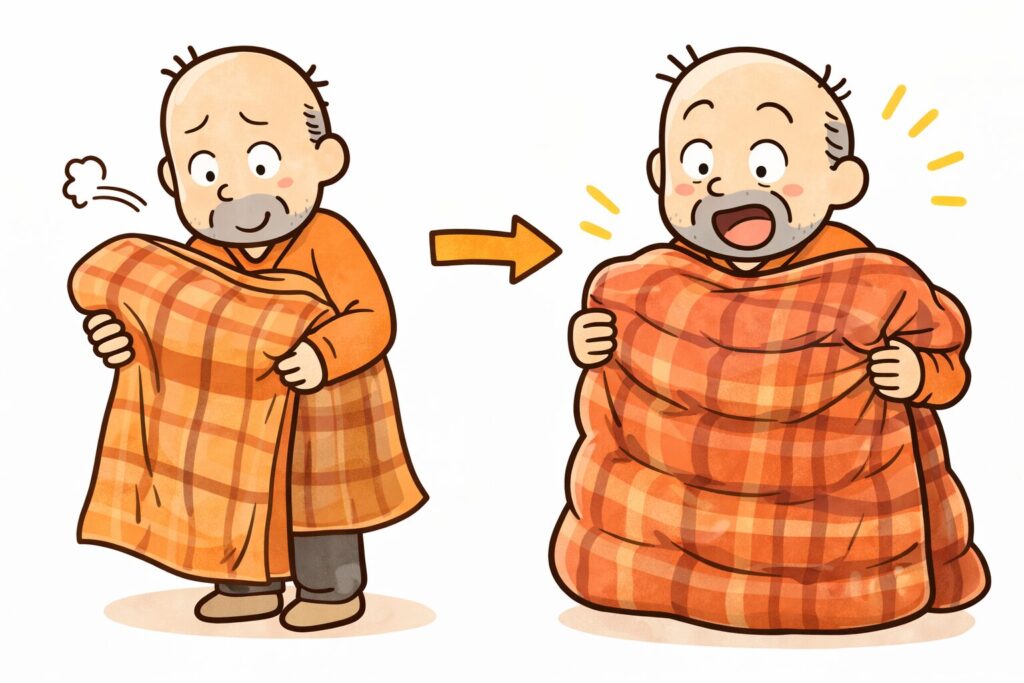 こたつ布団を厚くして断熱効果を高めるゆるおじ