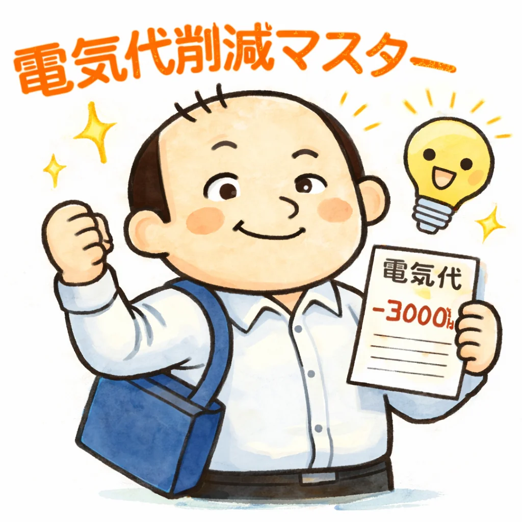 電気代削減に成功して自信満々のゆるおじ