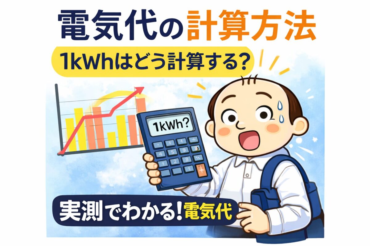 電気代の計算方法と1kWhの仕組みをわかりやすく解説したアイキャッチ画像