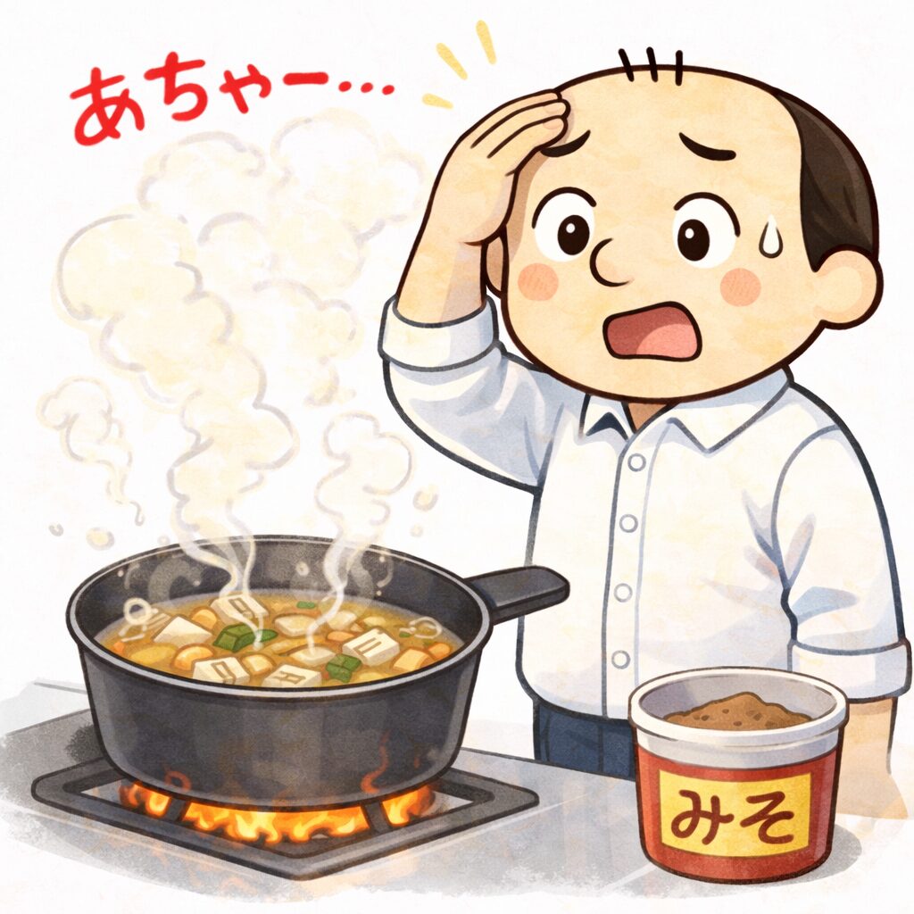 みそ汁を煮込んで香りが飛んだ絵
