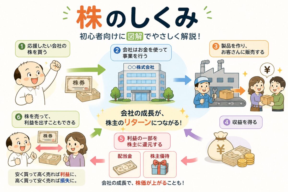 株の仕組みを初心者向けに図解でわかりやすく解説したアイキャッチ画像